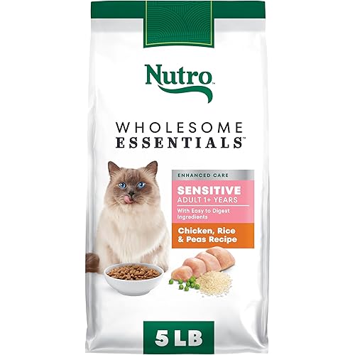 Nutro Wholesome Essentials Dry Cat Food, Enhanced Care Sensitive, Chicken, Rice & Peas, 5 lb. Bag