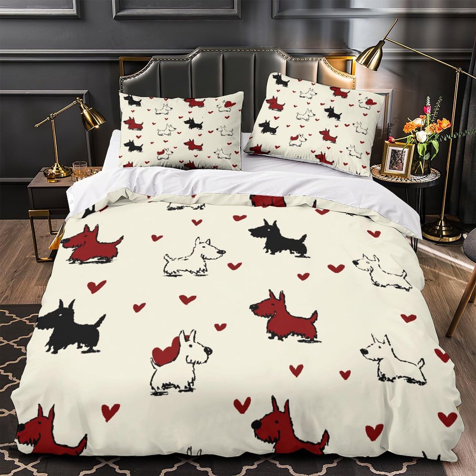 Housse couette chat rose 260x220 microfibre respirante fermeture éclair