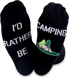 TSOTMO Novelty Camping Socks I'd Rather Be Camping Outdoors Novelty Crew Socks for Men and Women