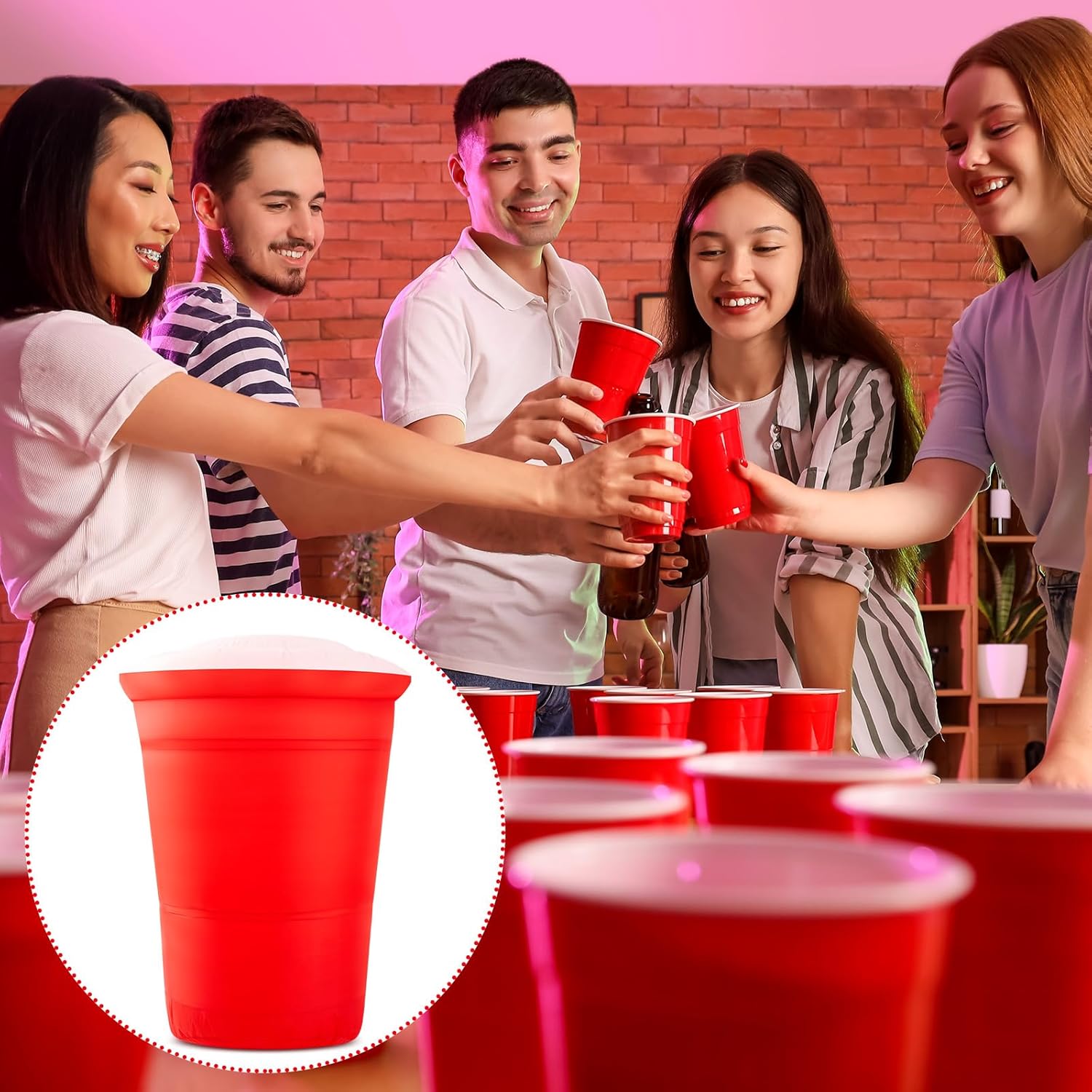 Shappy 5ft Tall Inflatable Red Cup Red Party Cups Giant Inflatable Decorative Blow up Cup with LED Lights Big Beer Cups Party Decorations for BBQ Tailgating College Parties Backyard