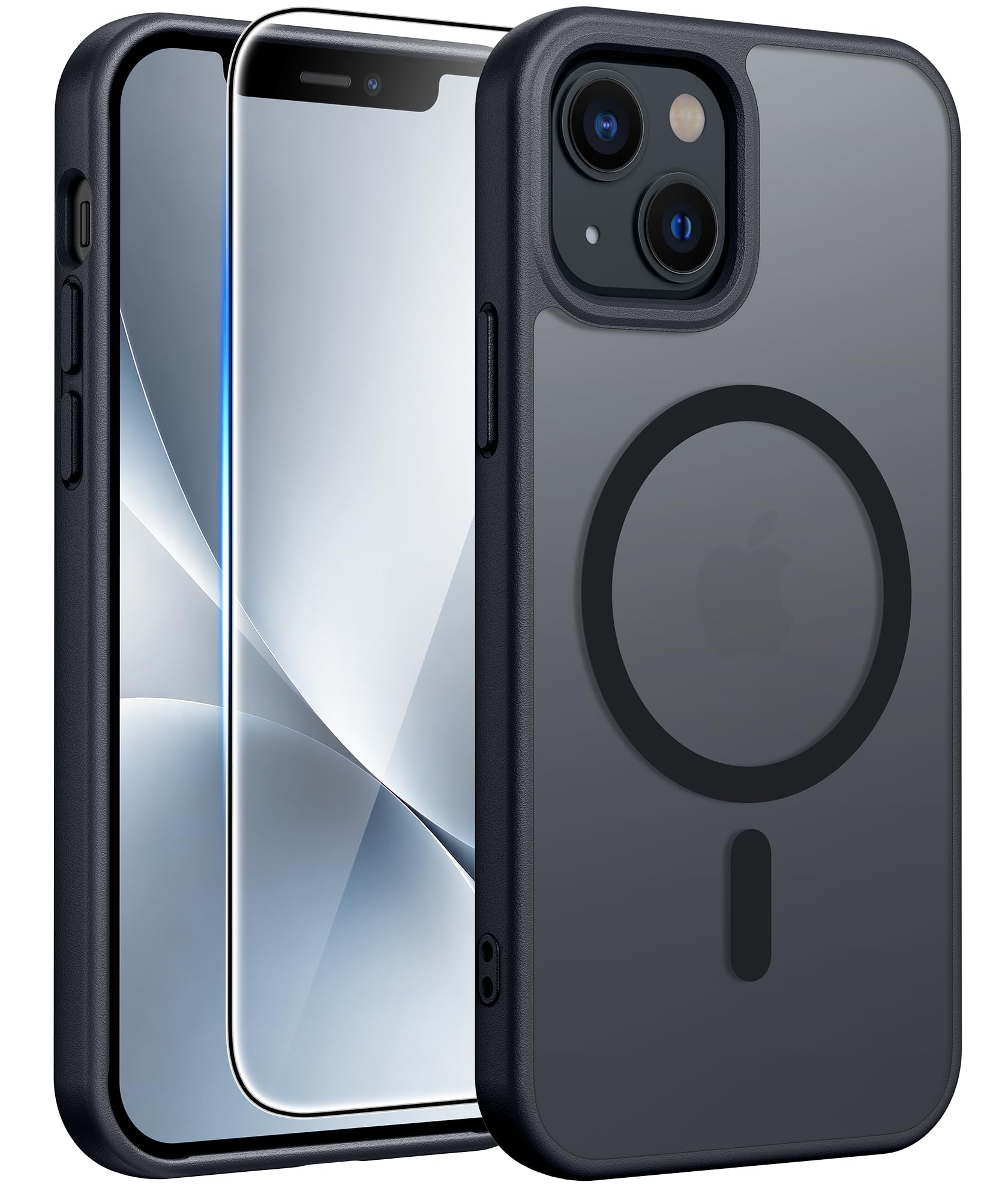 FNTCASE for iPhone 13 mini/12 mini Case Black: Magnetic Translucent Matte