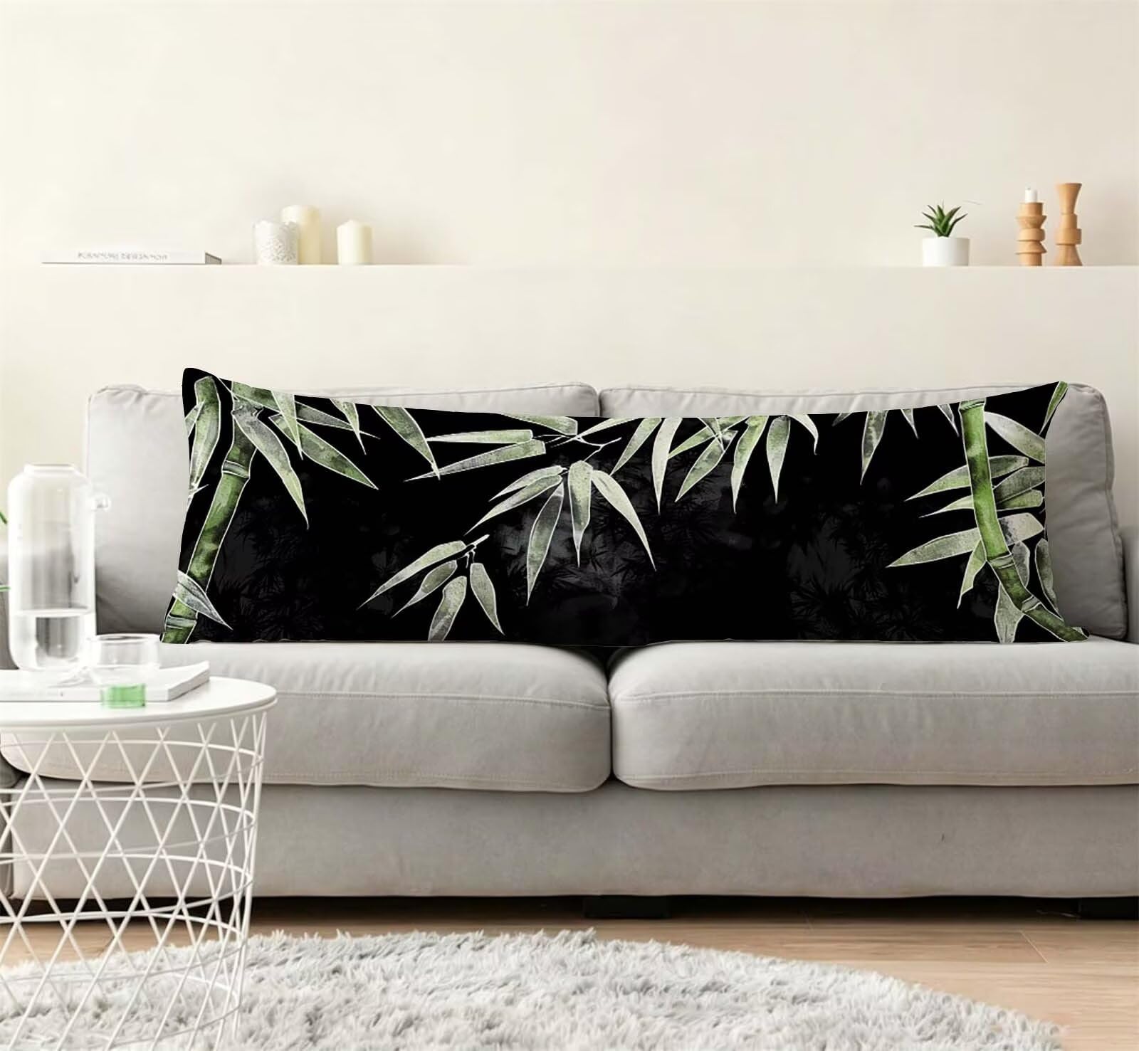 Fodera Cuscino 50 x 150 cm, Nero-23 Velluto Copricuscini Letto, | con Invisibile Cerniera, Morbida e Traspirante, per biancheria da letto, divano, hotel, chi dorme sul fianco Bambù j-207