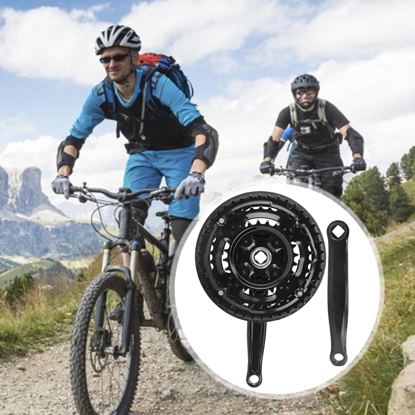 Guarnitura in acciaio al carbonio 24-34-42T, guarnitura per bici con copertura per catene per mountain bike a velocità variabile