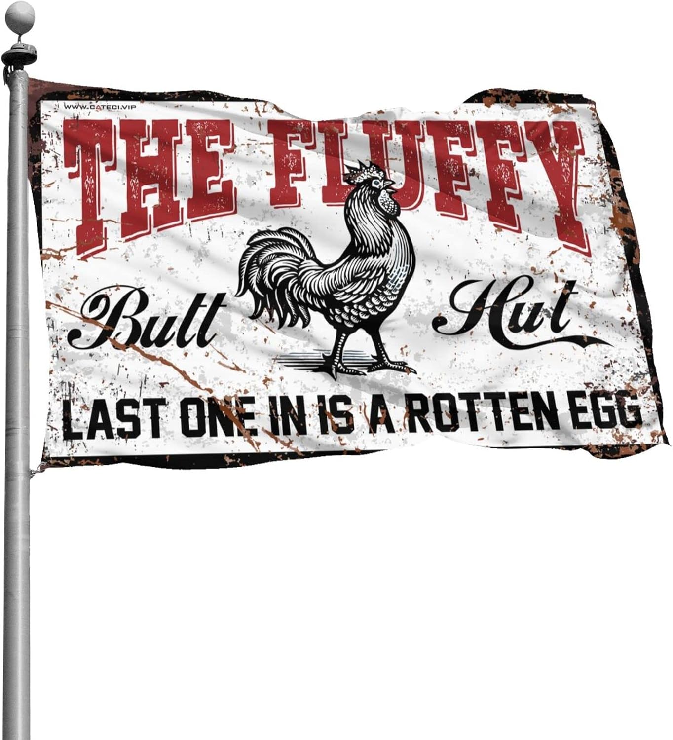 Cool Flags For College Dorm Chicken Coop Sign The Fluffy Butt Hut Last One In Is A Rotten Egg Flag Room Stuff Flags For Bedroom Funny (Size : 120X180CM)