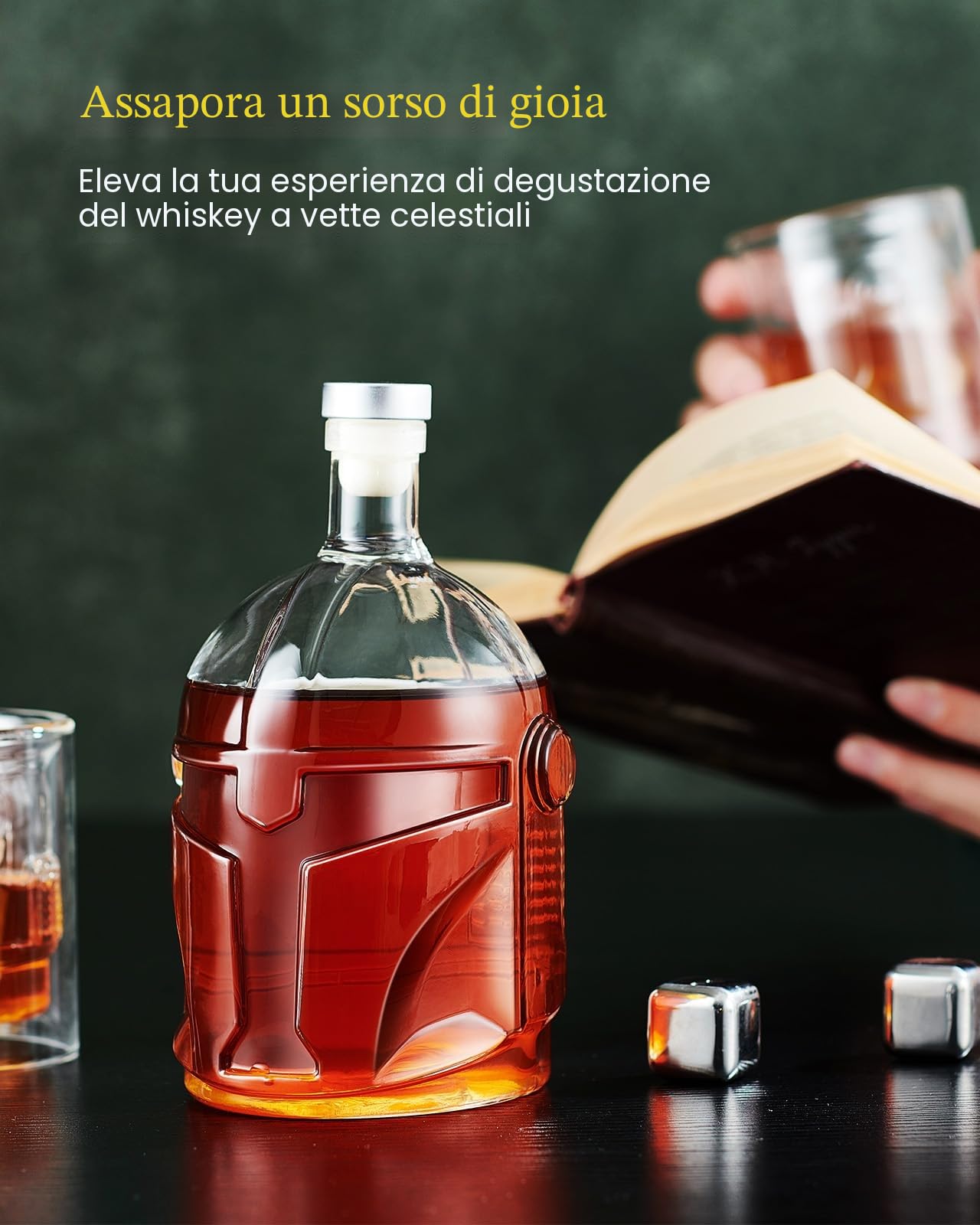 The Wine Things Set di decanter per whisky con 2 bicchieri per uomo e papà, regalo unico per marito, fidanzato, fratello, idee regalo per Natale, anniversario, compleanno, accessori per bere per casa