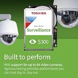 Toshiba 4TB S300 Surveillance HDD - 3.5' SATA Internal Hard Drive Supports up to 64 HD cameras at a 180TB/Year workload (HDWT720UZSVA)