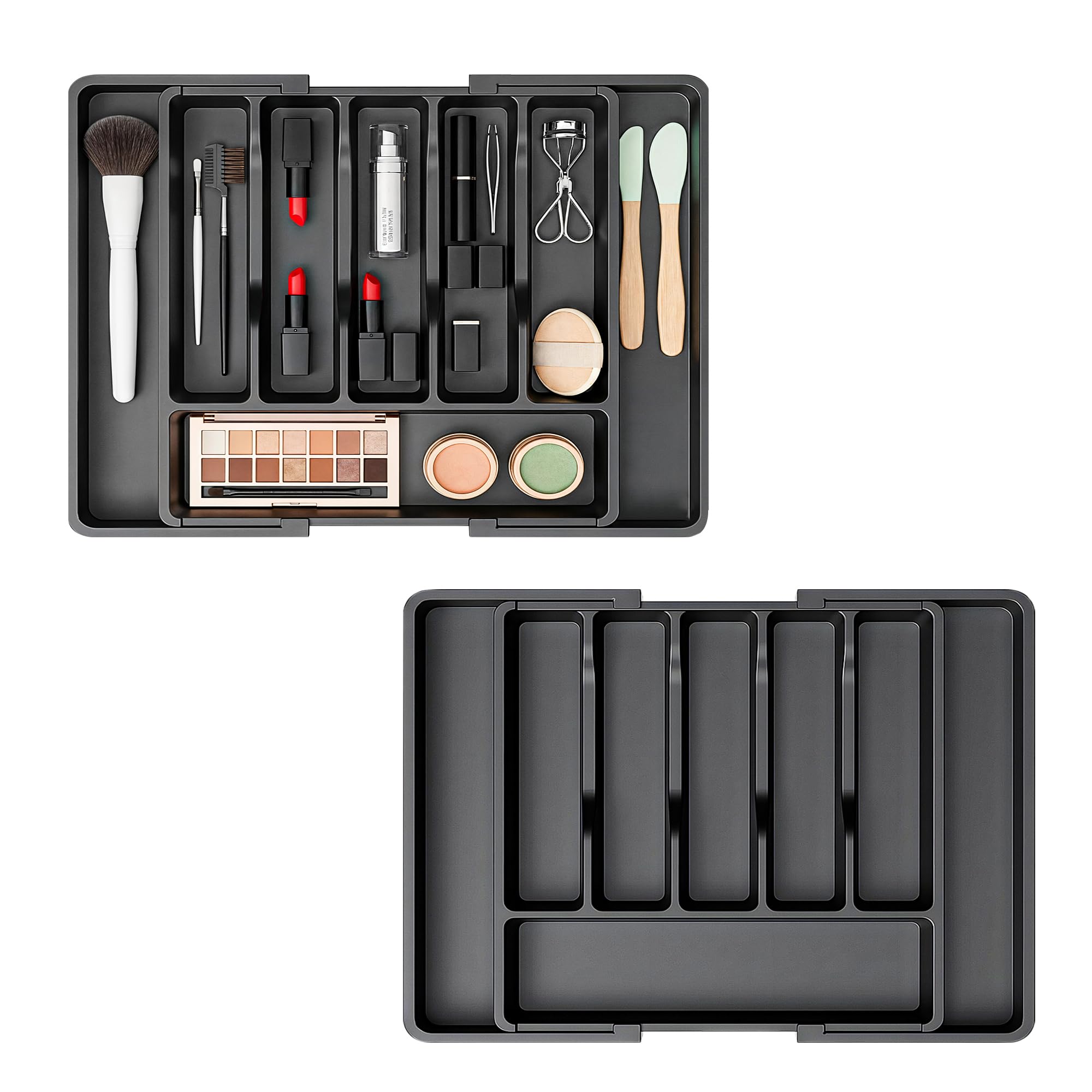Kuber Industries Organizer na kosmetyki z 8 przegródkami na pędzle, szminki, eyelinery i aplikator, 2 szt