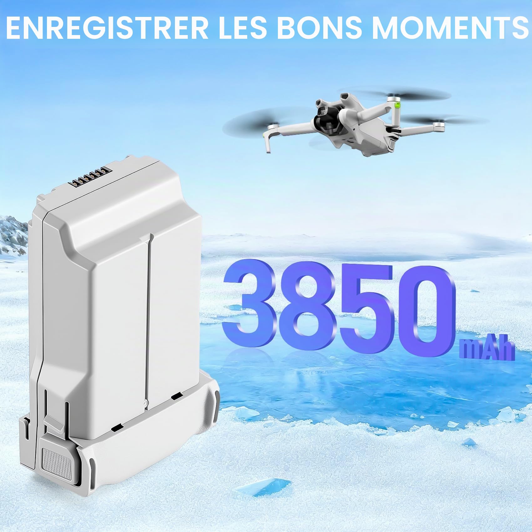 Mini 4 Pro/3 Series Lot de 2 batteries de vol intelligentes rechargeables 3850 mAh 7,38 V pour 47 à 51 minutes de vol maximum, compatible avec DJI Mini 4 Pro/3/3 Pro
