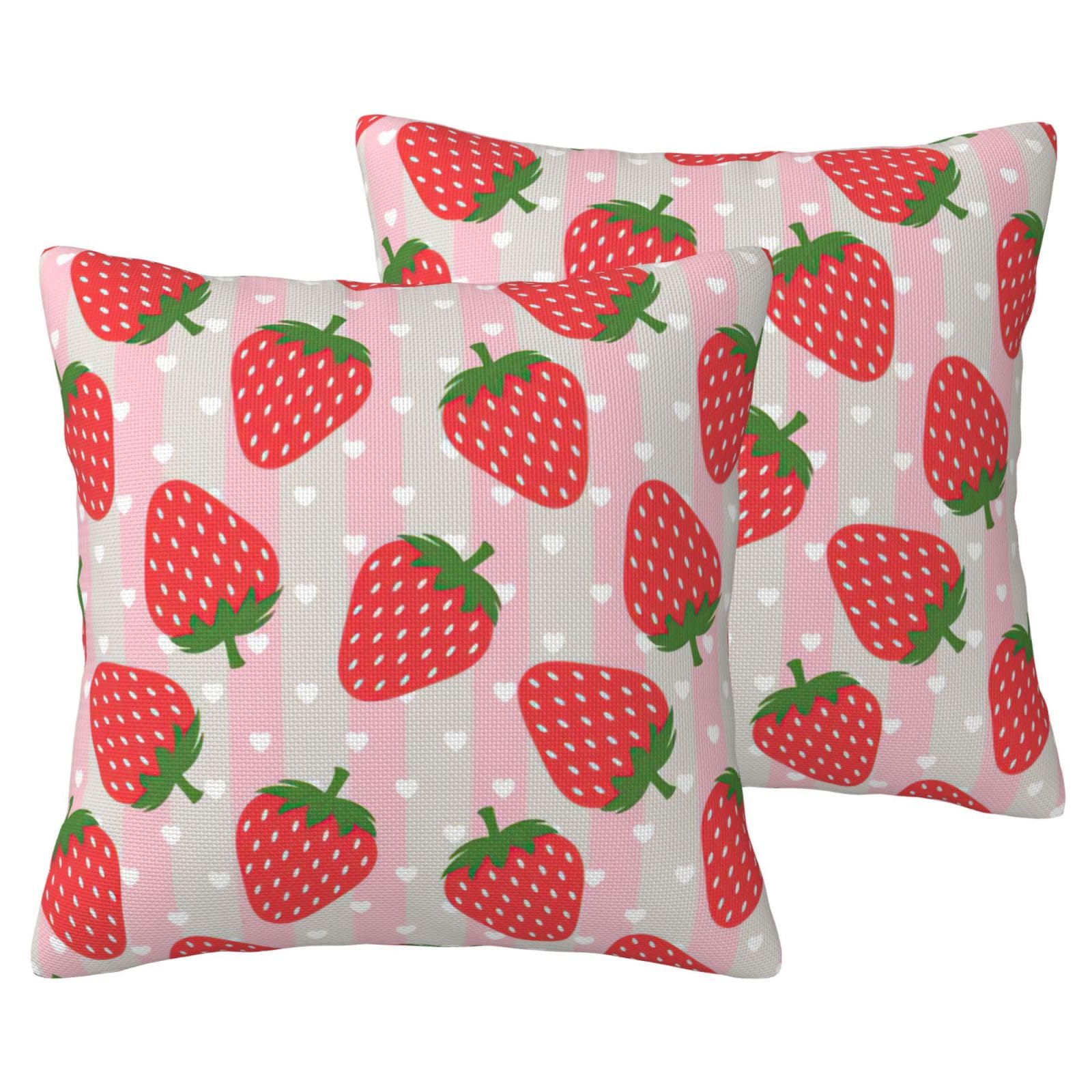 Housse de coussin imprimé fraises EdWal lot de 2 avec fermeture éclair cachée