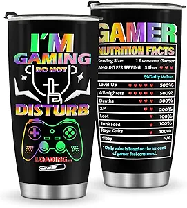 Jekeno Gamer Mug Tumbler Gifts for Boys - Men Kids Teens Gaming Gamepad Game Controller Presents Easter Birthday Christmas Son Husband Father Dad Boyfriends Coffee Cup 20oz Stainless Steel