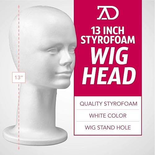 Miniatura 2 de Maniquíes cabeza de poliestirenoModelo, estilo y exhibidor de pelucas, sombreros y accesorios para pelos para mujer, por Adolfo Designs, Blanco