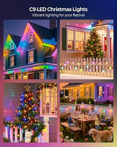 Miniatura 4 de YAYZA! Luces de Navidad C9 para exteriores, 150 luces LED de Navidad programables de 115 pies con control de aplicación inteligente, IP65