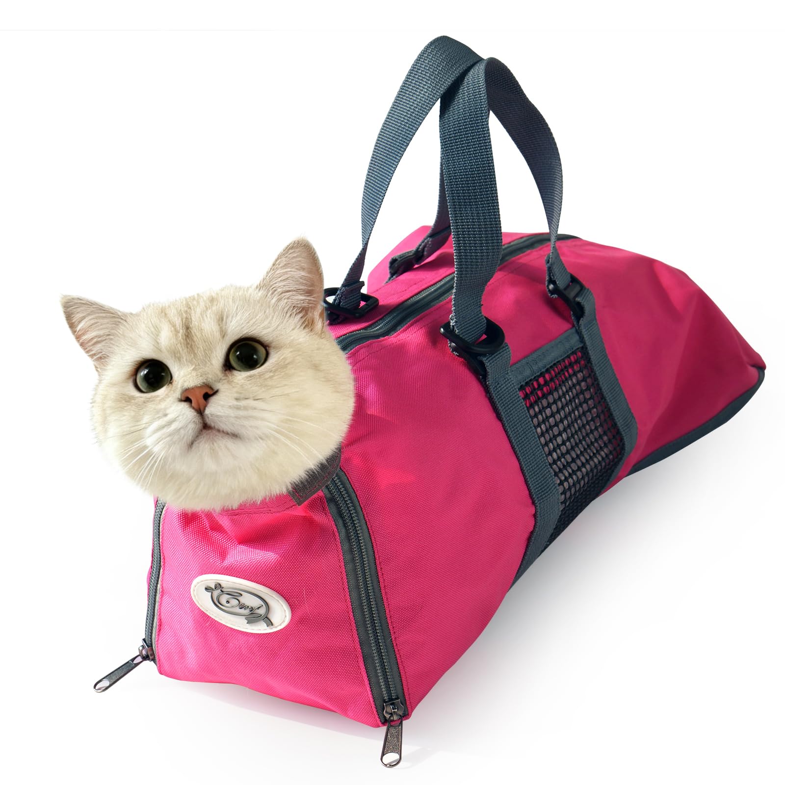 Cinf Cat Nail Clipping Cleaning Grooming Restraint Bag No Scratching Biting for Bathing Nail Trimming Injecting Examining(Rose Red,M)