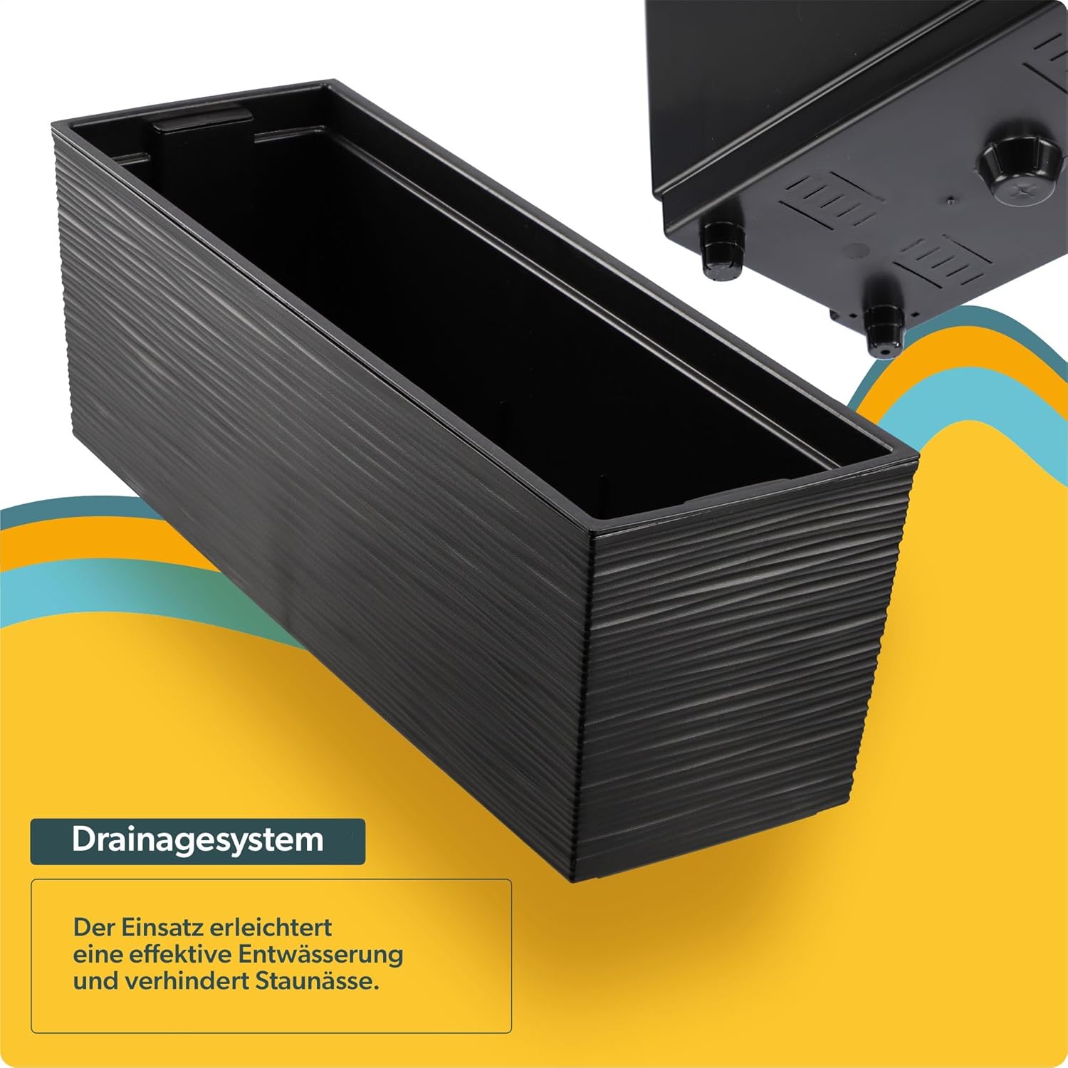 Close-up of the KADAX planter's drainage system.