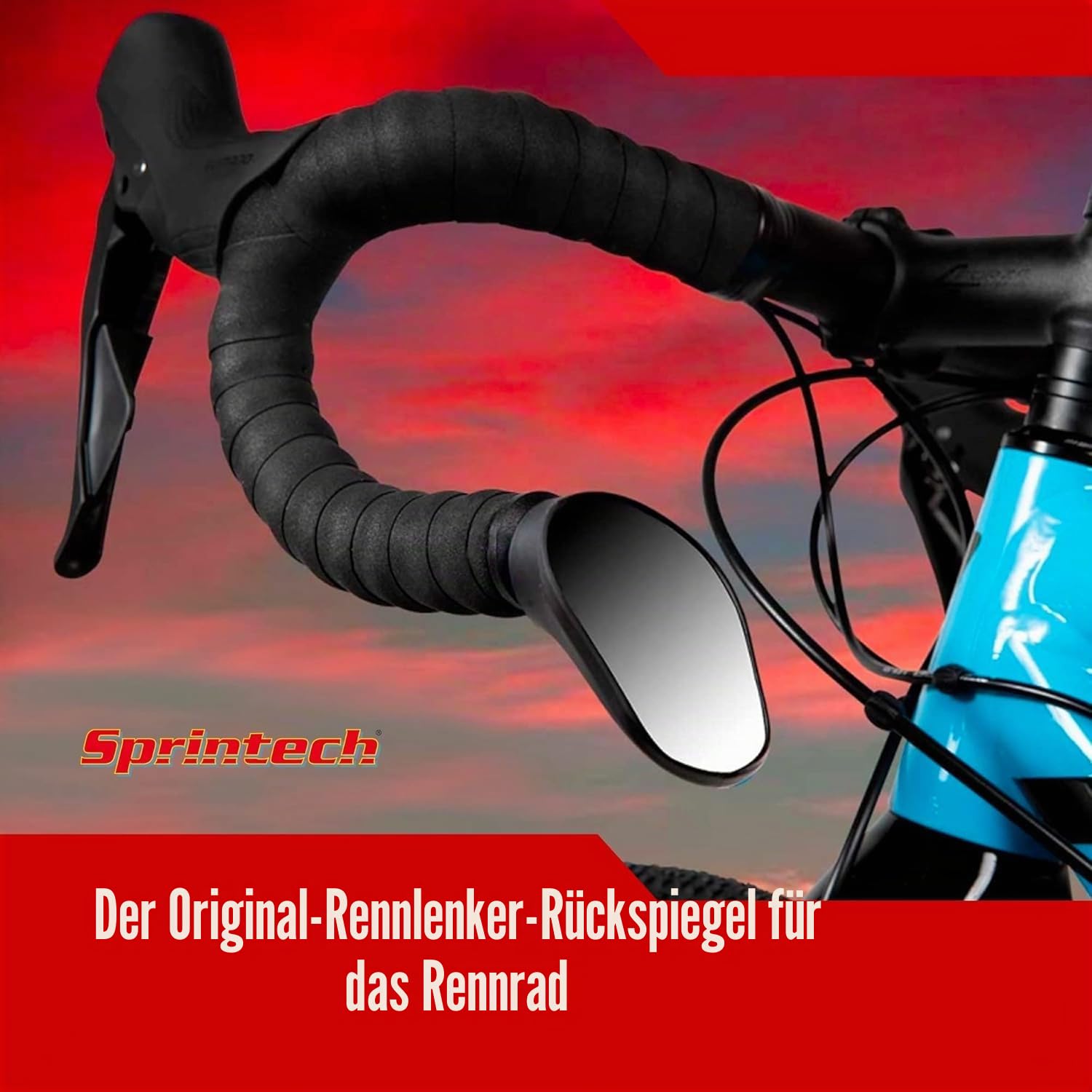 Rennrad Rückspiegel - Leichtgewicht, Einstellbarer, & Vibrationsfrei Konvexspiegel mit 9-Facher Verchromung & Stoßsichere ABS Schale für Lenker mit 20 mm Durchmesser von Sprintech - Weiß