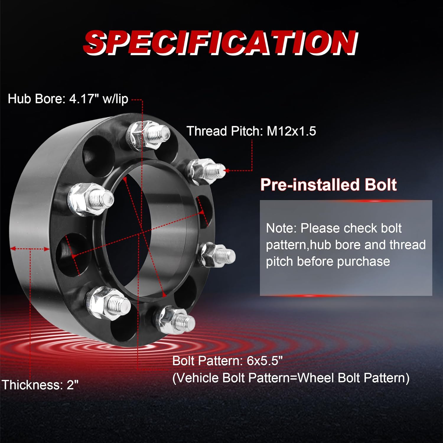 2 Inch 6x5.5 Wheel Spacers to 6x139.7mm Hubcentric Wheel Adapters Spacers with 6 Lug 106mm Hub Bore M12x1.5 Studs Compatible for Toyota Tacoma 4Runner Tundra Fj Cruiser 1989-2024 (Set of 4)
