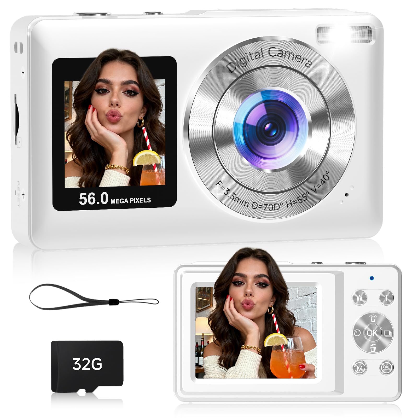 Digital Camera,56MP Dual-Screen Point and Shoot Camera with Auto Focus,Smile Capture,Anti-Shake,16X Zoom,32GB SD Card Digicam Gift for Boys Girls Teens-image-29
