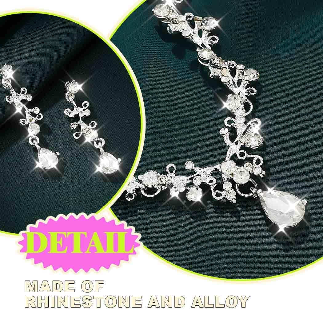 JAKAWIN Black Rhinestone Jewelry Set Formal Necklace Earrings Set for Women (3 Black) - Image 7