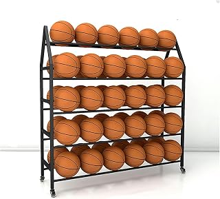 FYLFANYAN Carrito deportivo portátil de 4/5 capas con ruedas, organizador de almacenamiento vertical de gran capacidad para voleibol, fútbol, baloncesto, etc
