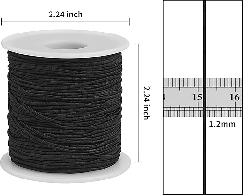 Miniatura 4 de Cuttte - Cuerda elástica para hacer pulseras, 2 rollos de 0.047 pulgadas, cuerda elástica total de 109 yardas, cuerda elástica resistente para hacer