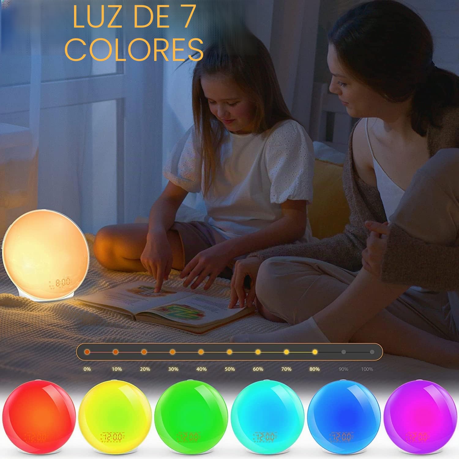 Despertador Luz Wake Up Light con Alarmas Duales de Simulación de Amanecer/Atardecer Reloj de Alarma, Radio FM & 8 Sonido Natural, 3 Modos de Luz, Snooze, Alarmas Duales Regalo para Niños, Adultos
