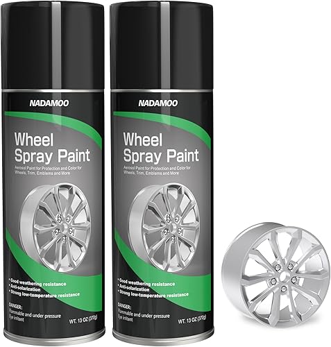 Miniatura 7 de NADAMOO Pintura en aerosol de aluminio para ruedas, pintura semibrillante para borde de automóvil para recolorear y proteger la superficie de metal,