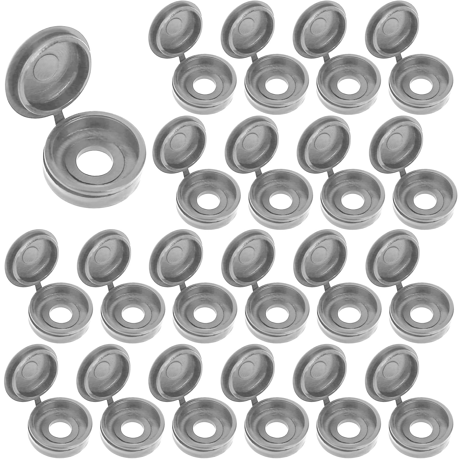 Licqic Grey 50 Pcs Screw Cover Caps, Plastic Hinged Screw Cover Caps, Small Screw Caps For M4 - M6 Screws (Gray)