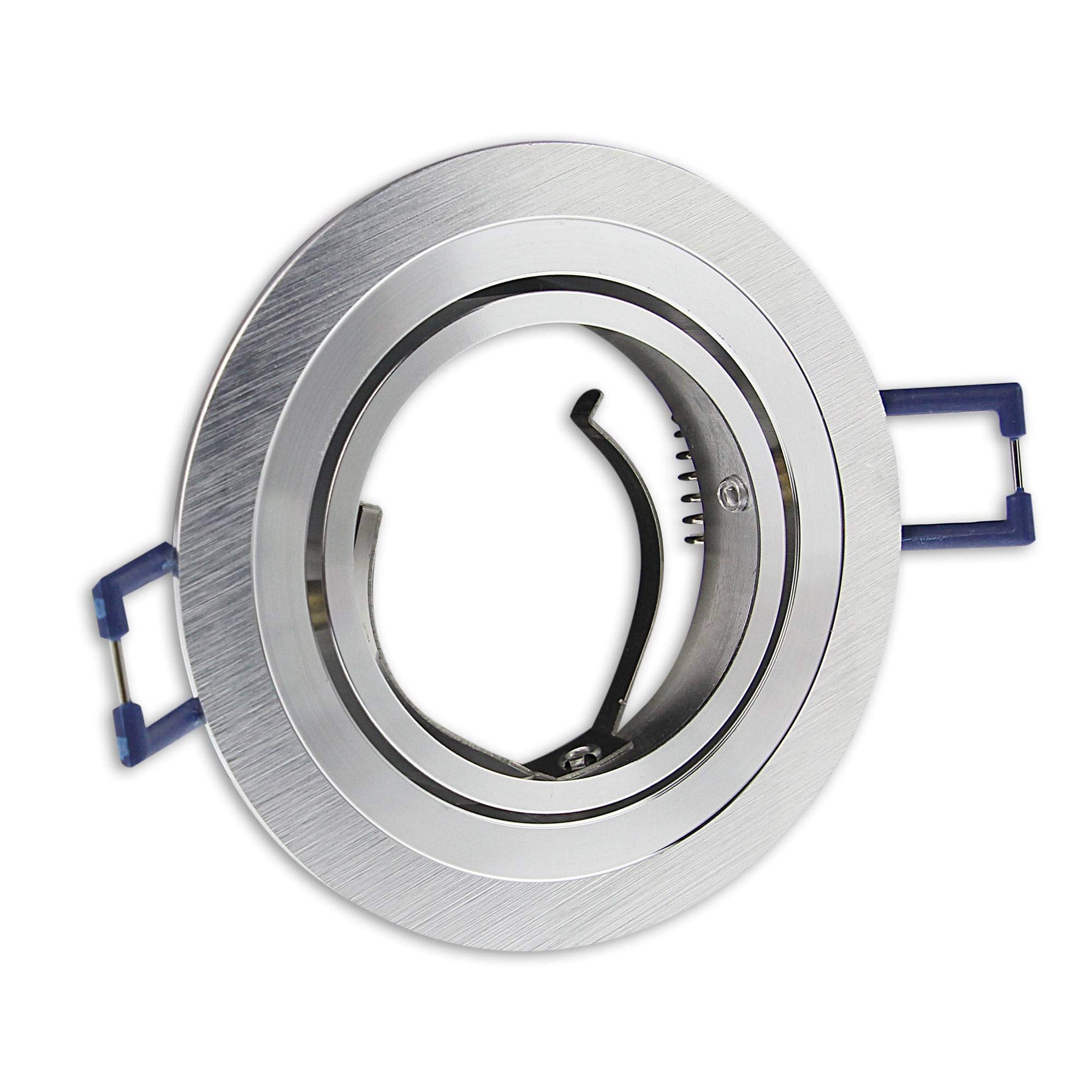 10x Foco empotrable LED redondo - cepillado de plata 7 vatios blanco frío 230V - empotrable GU10 - luz giratoria Ø70-75mm agujero de perforación - montaje - techos de focos - focos