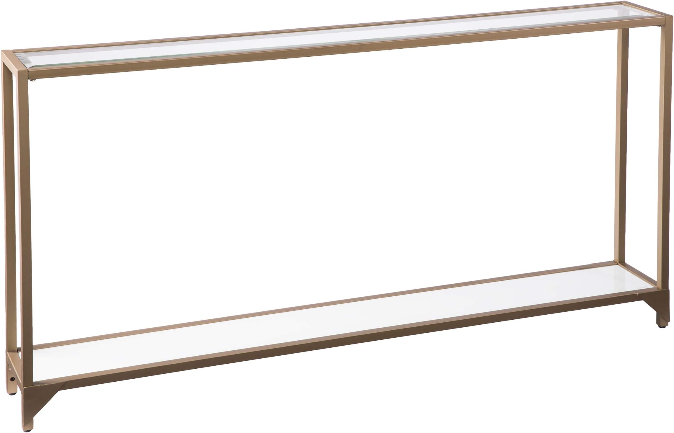 SEI Furniture Bergen 56 inches Long Narrow Metal Console Table, Open Concept Living Space, Glam Style Painted Iron, Gold