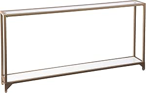 SEI Furniture Bergen 56 inches Long Narrow Metal Console Table, Open Concept Living Space, Glam Style Painted Iron, Gold
