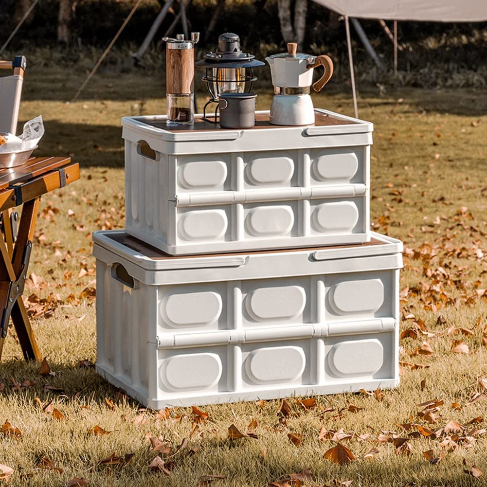 Outdoor Camping Faltbox mit Holzdeckel Auto Aufbewahrungsbox Haushalt Organizer Behälter Outdoor Werkzeugkiste 56L