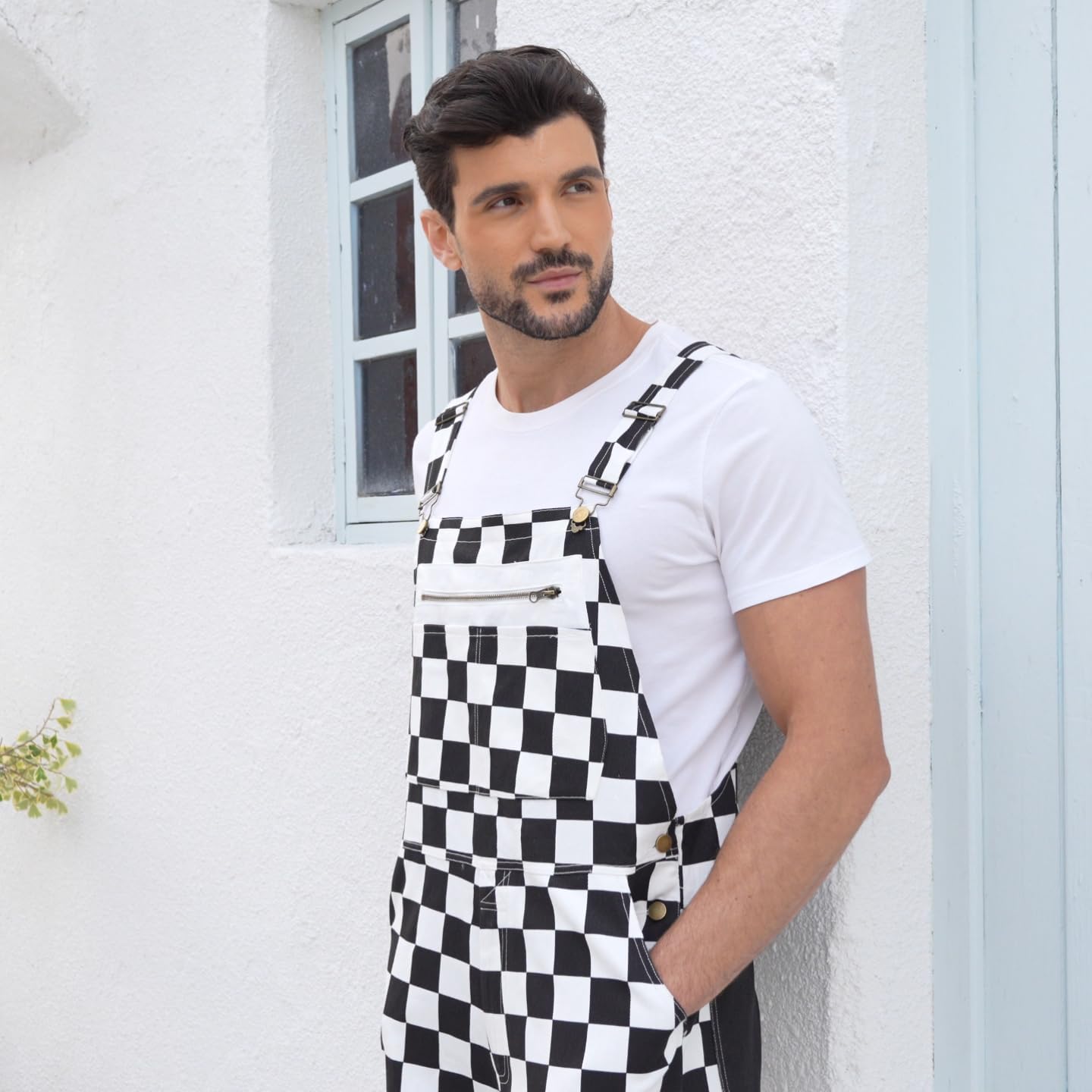 Men Overalls American Flag Overalls Checkered Overall Men Women USA Overall Game Bibs Coveralls Crotch Zipper