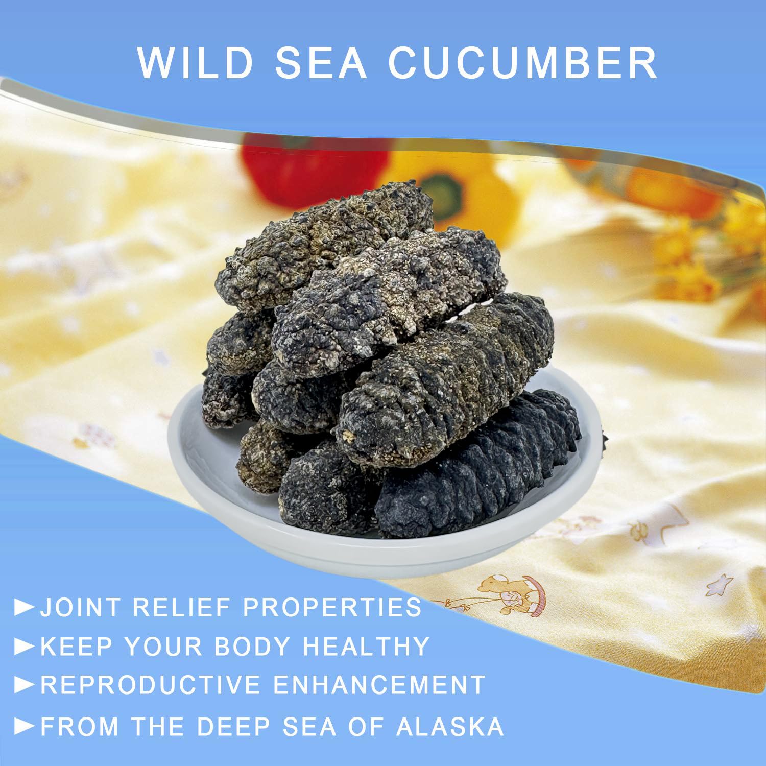 DABC OAK LAND South American Wild Sea Cucumber - 15-25pcs 100% Natural Sun Dried Sea Cucumber Grade AAAA Nutritious Rich In Protein, Vitamins and Minerals Medium Gift Bag 8OZ