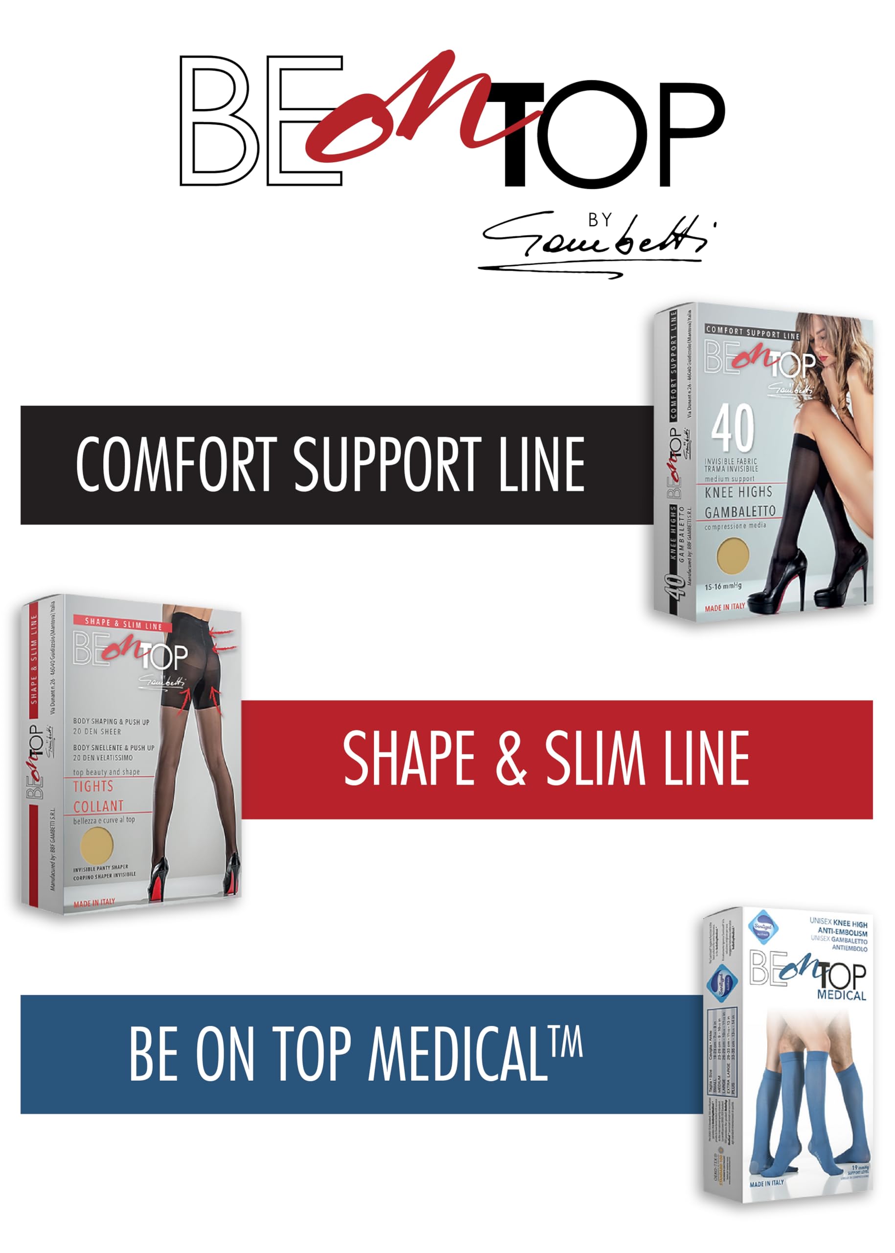 Kompressionsstrümpfe Damen 40 Den 1 und 2 Paar – Kniestrümpfe mit 5-16 mmHg Kompression, Stützstrümpfe für Komfort & Unterstützung, Compression Socks – Made in Italy