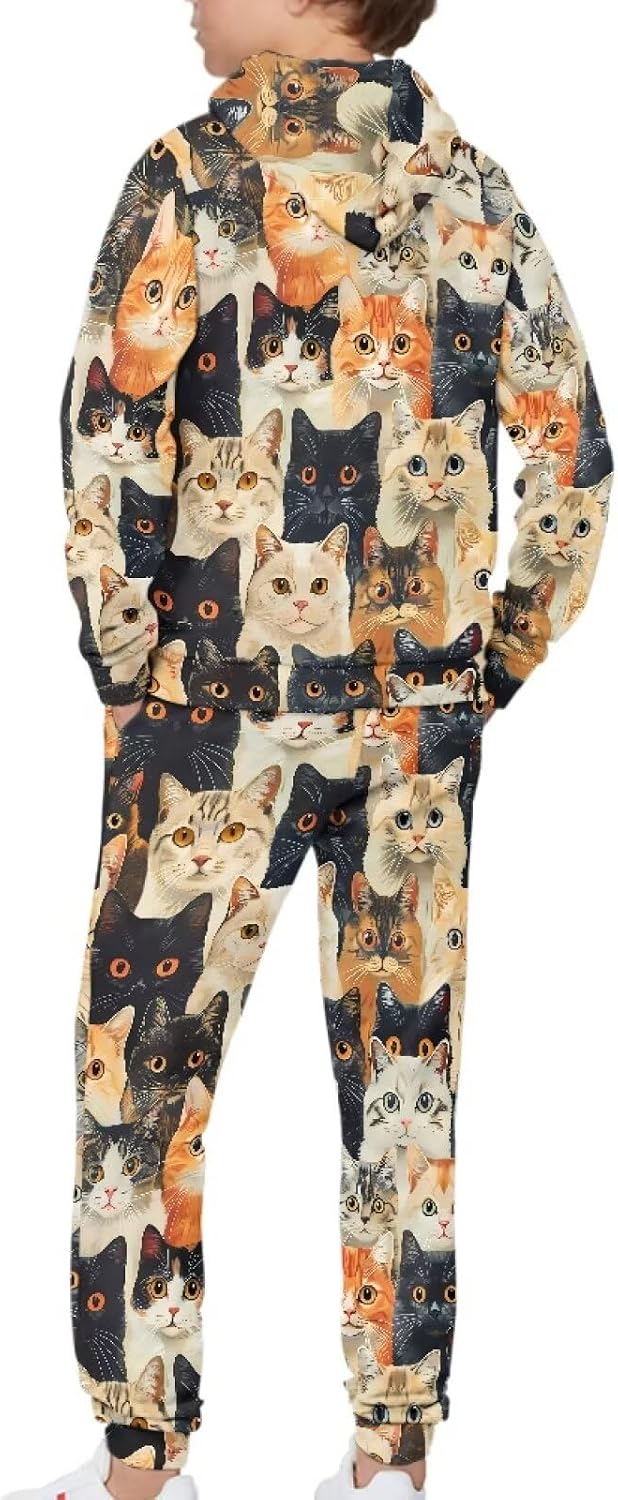 2 Piece Hoodie and Sweatpants Set for Boys 7-14 Kids Sweatshirt Set with Pockets Long Sleeve Pullover Tops for Fall