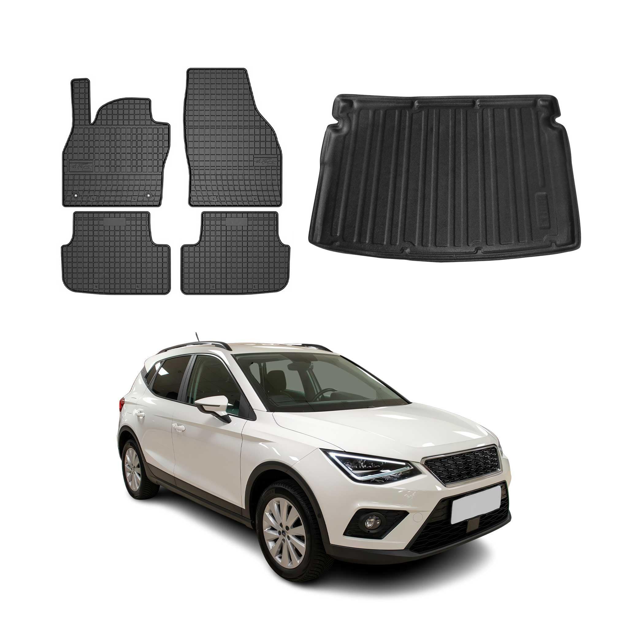 OMAC Alfombrillas & Bandeja Maletero Juego Compatible con Seat Arona 2017-2026 Obere Goma Negro 5X
