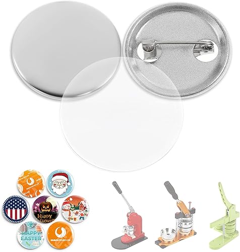 BEAMNOVA 100 juegos de suministros de botones de metal en blanco de 0.984 in 0.98 pulgadas (aproximadamente 1 pulgada) para máquina de hacer