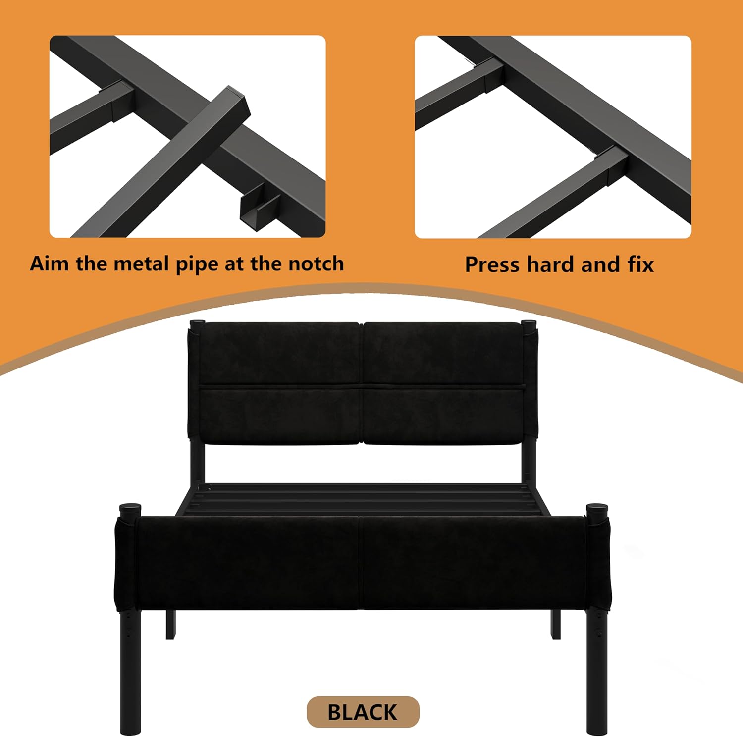 Metal Bed Frame,14Inch Twin Size Bed Frame with Storage Space,Heavy Duty Sturdy Mattress Foundation,Easy Assembly,No Box Spring Needed,Black Twin - Image 5