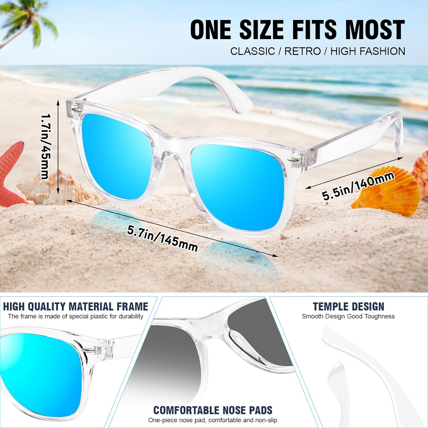 15 Pack Neon Party Favors Sunglasses Bulk, Retro Colorful Mirror Lens Sunglasses 80s 90s Party Glasses - Image 5