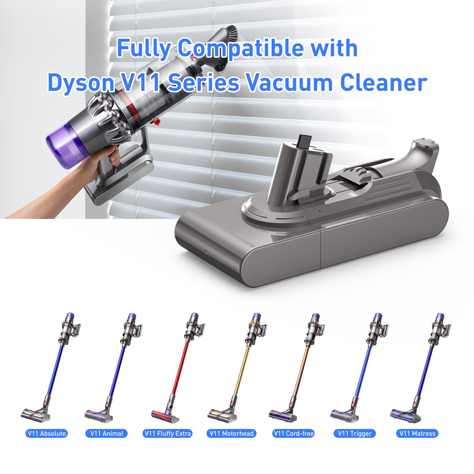 NASTIMA 25,2V 3900mAh Li-ion Akku, Li-ion Ersatzakku für Dyson V11 V15 Click-in, Dyson V11 Animal, V11 Complete Extra, V11 Fluffy Extra, V15, SV15, SV18, 970425-01, 970938-01 Serie Staubsauger
