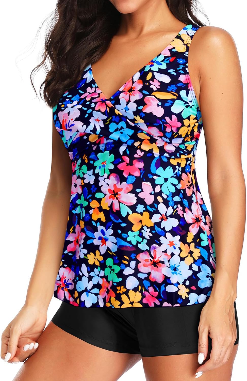 Aqua Eve Tankini Swimsuits for Women- Flowy Two Piece Bathing Suit with Shorts 2025 Tummy Control Swimwear - Image 3