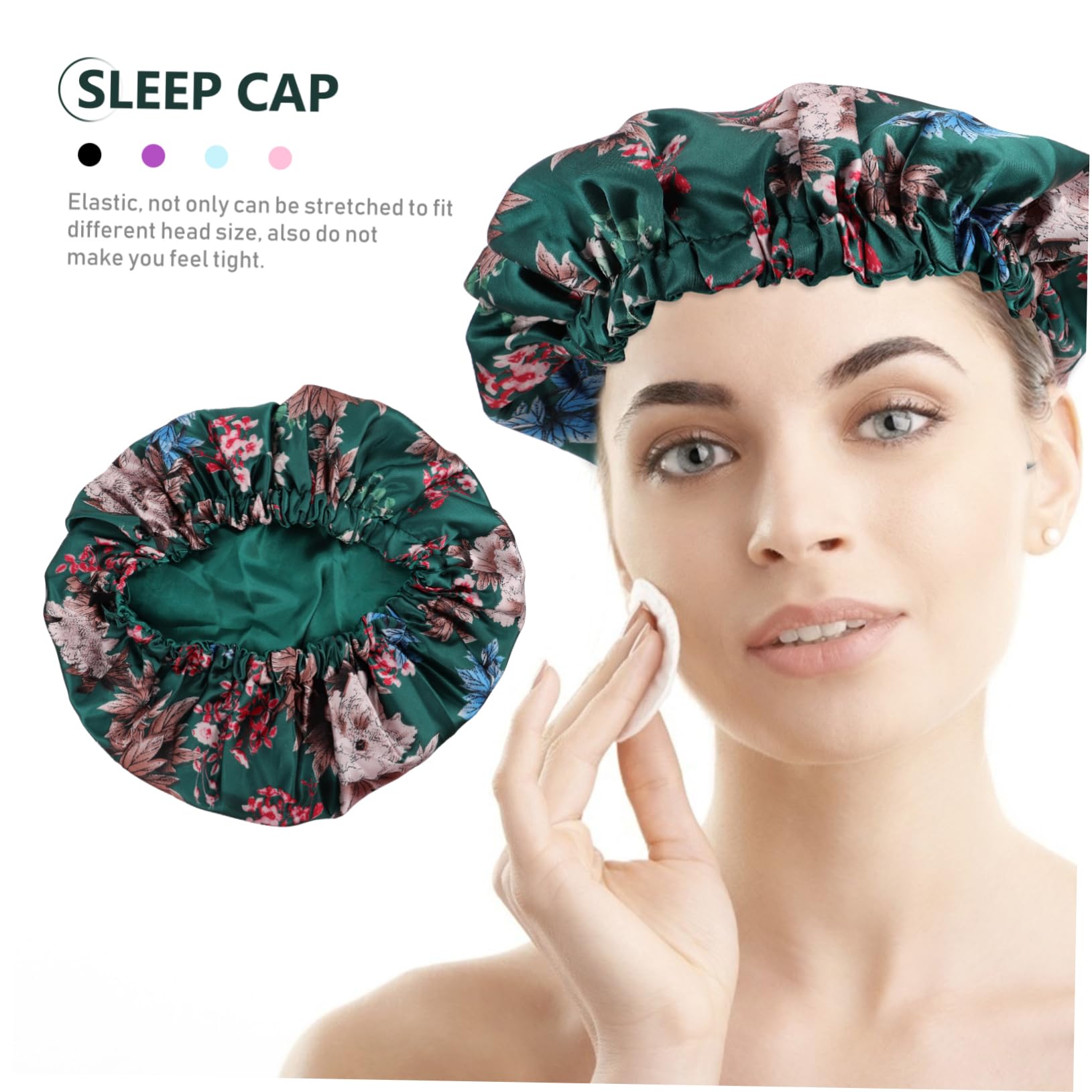 Angoily 5stücke Damen Duschhaube Aus Satin Wasserfeste Wiederverwendbare Badekappe Doppel-lagig Atmungsaktiv Und Hautfreundlich Für Einsatz Im Salon Hause Stilvolles Design Peonien-grün