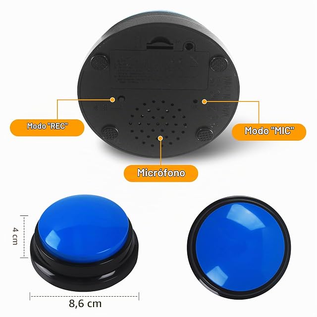 Foto 5 de 7 de DUBUOZA 6 Piezas Botones Perros Comunicación Buzzers con Botones de Grabación Botón de Grabación de Voz…