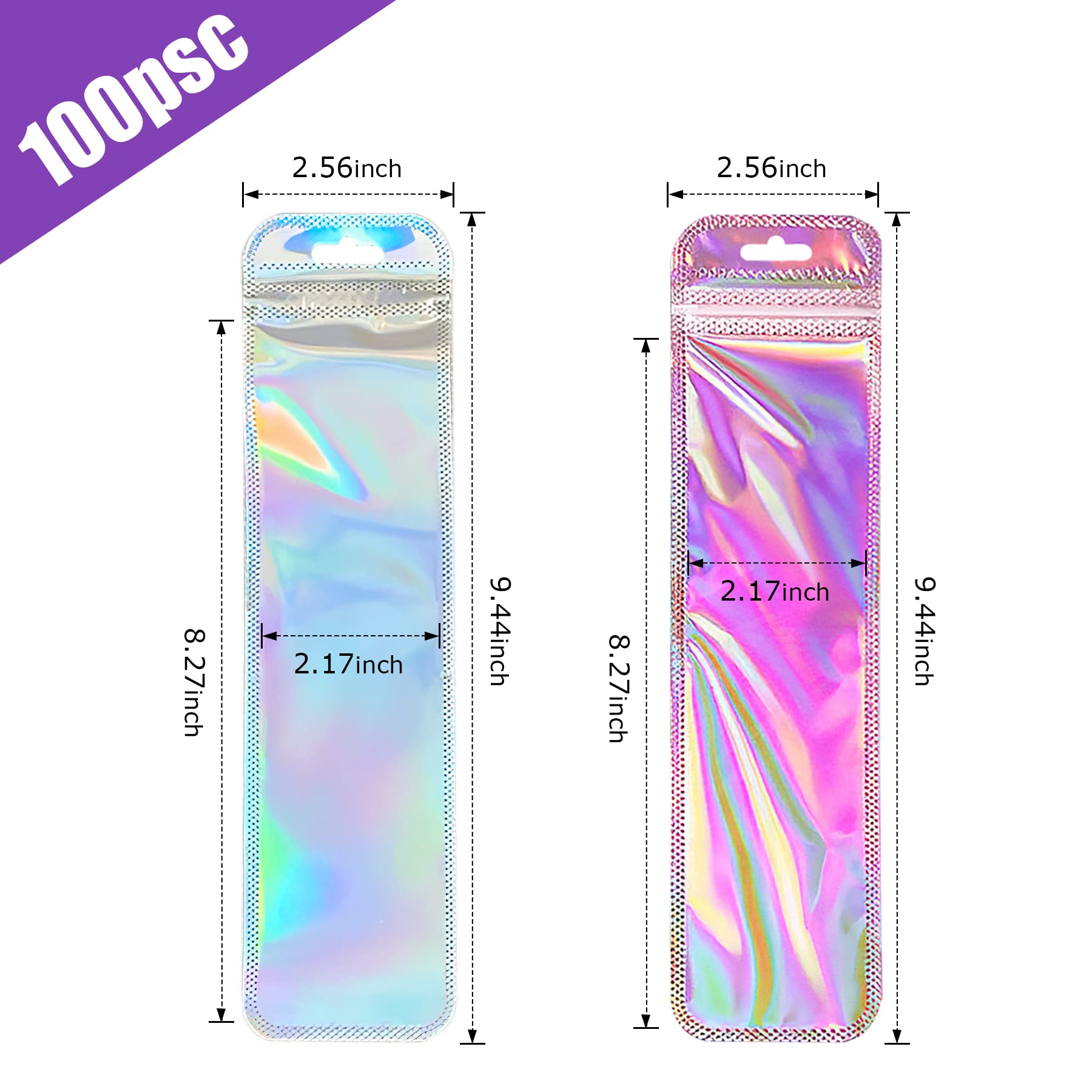 YHJZ 100 Bolsas Holográficas, De 7 X 9 Pulgadas, Bolsas Resellables A Prueba De Olores, Bolsas Resellables Para Embalaje, Bolsas Con Cierre Hermético Para Brillo De Labios, Bolsas De Mylar Para