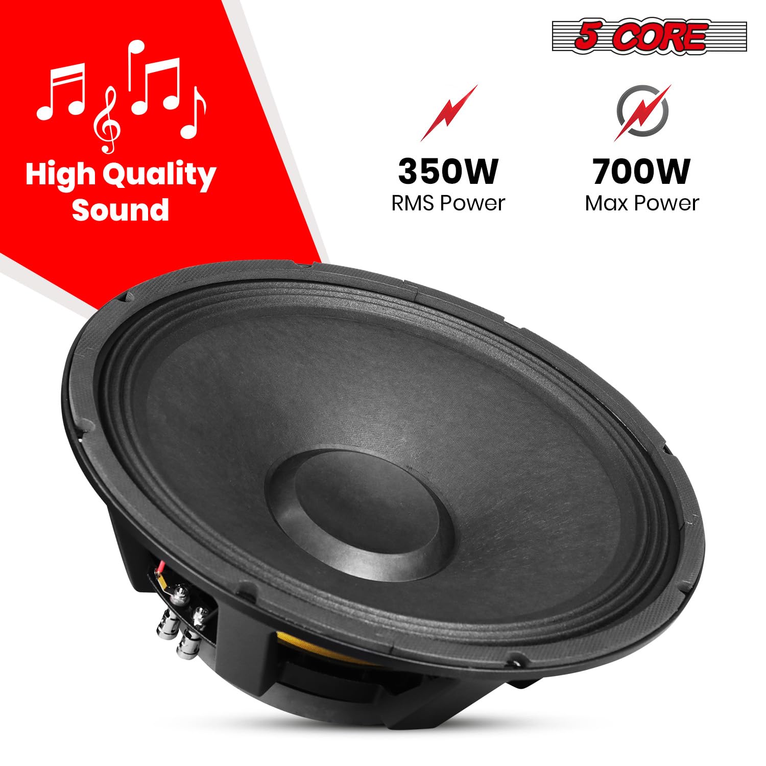 5 CORE 15 Inch Subwoofer Speaker 1Pc 1500W PMPO Raw Full Range Speaker 350W RMS 15