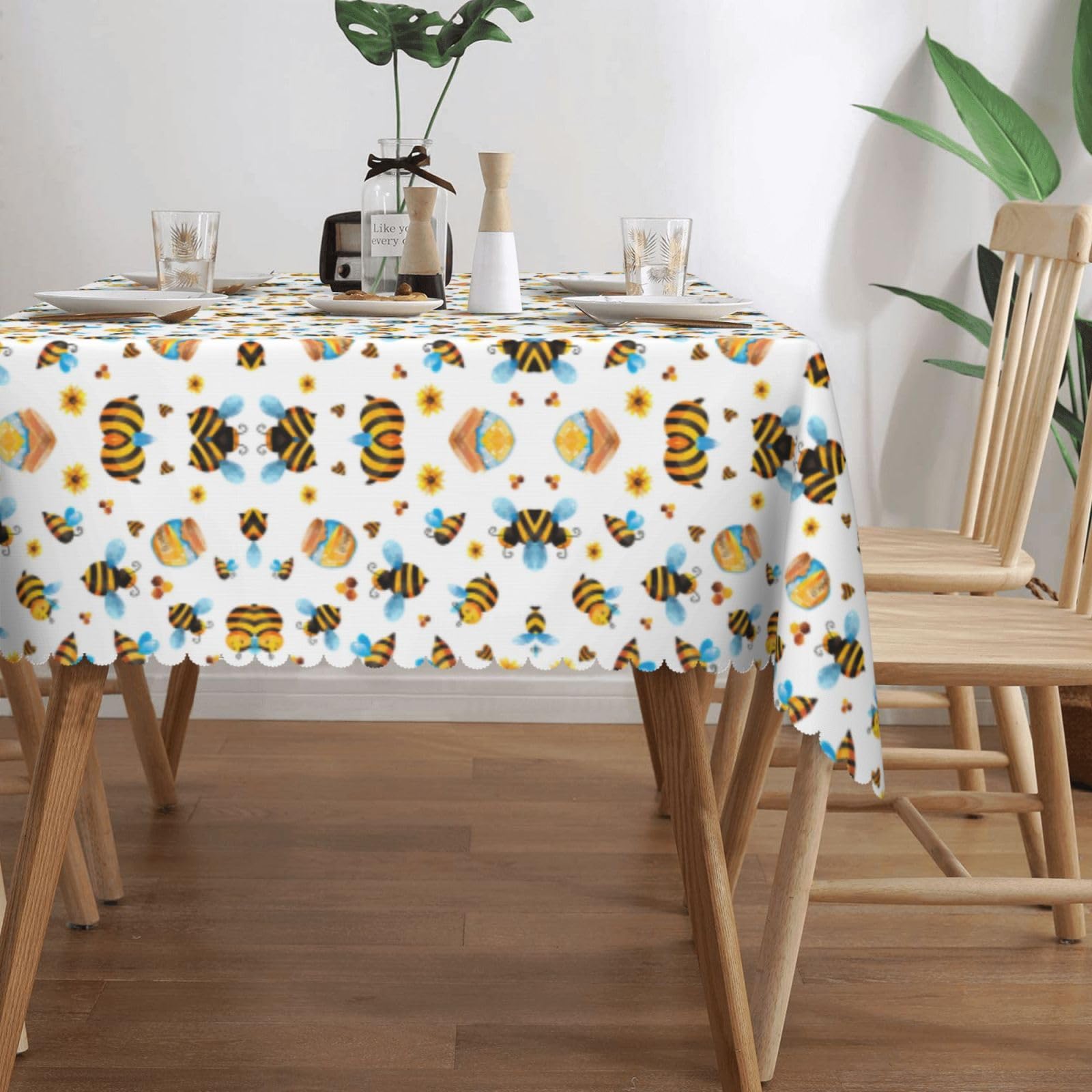 Tovaglia con motivo a ape in stile cartone animato, tovaglia formale per tutti i giorni, 137 x 182 cm, elegante festa festiva