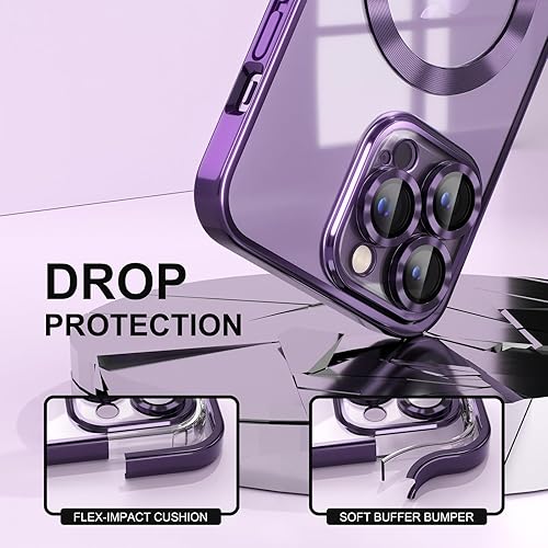 Miniatura 4 de Misea Funda magnética transparente para iPhone 14 Pro Max compatible con MagSafe Nunca amarilla Protección contra caídas de grado militar Protector