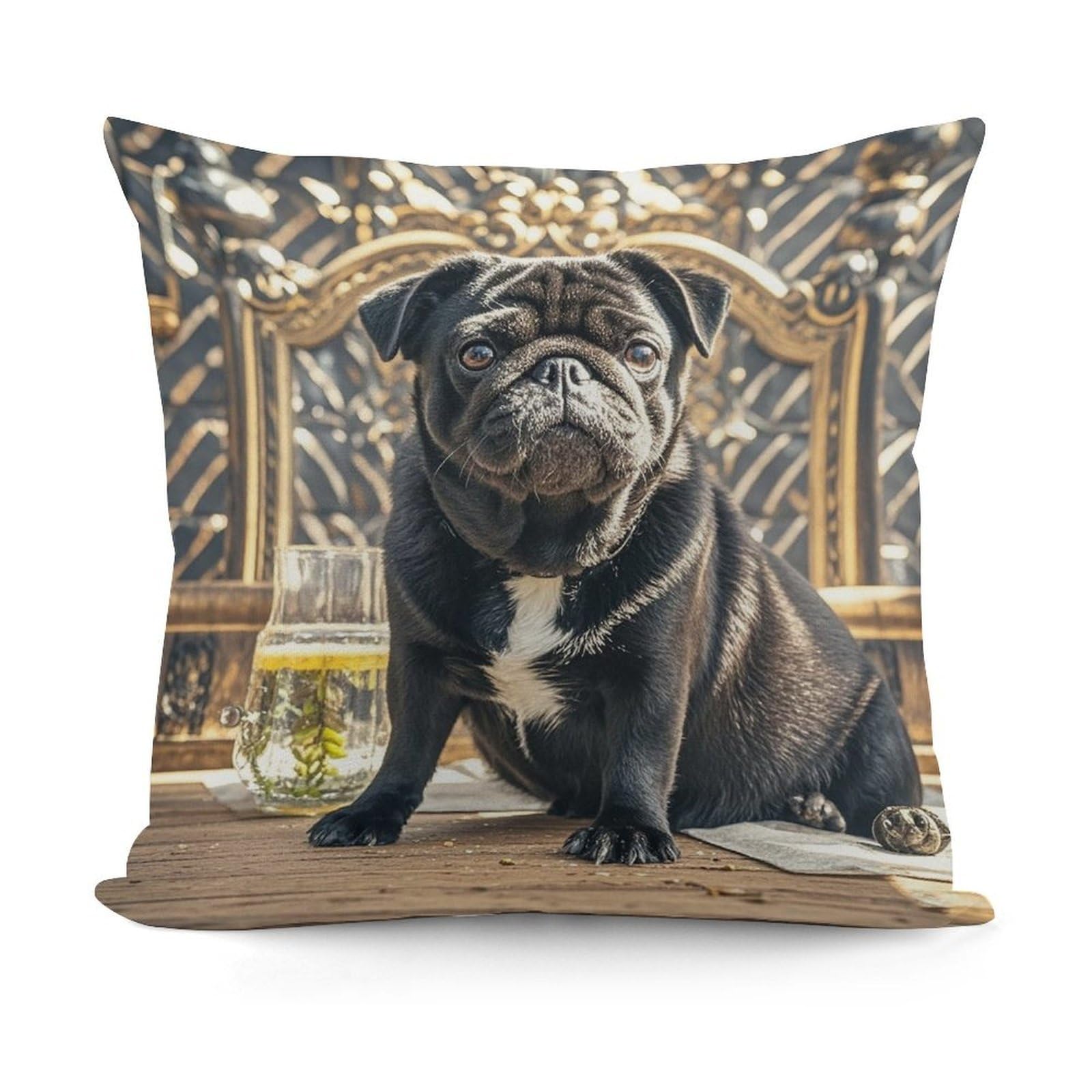 LZQPOEAS Cute Black Pug Dog Throw Pillow Cover 18x18 in Breathable Square Pillow Case Cozy Soft Pillowcase Protector Fashion Modern Couch Cushion Case for Living Room Bed Sofa Decor