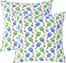 Pickleball Pillow Covers Sports Gaming Pillow Cases Colorful Pickleball Rackets Balls Cushion Cover for Living Room Geometric Dots Cushion Case 16x16 Inch,Set of 2