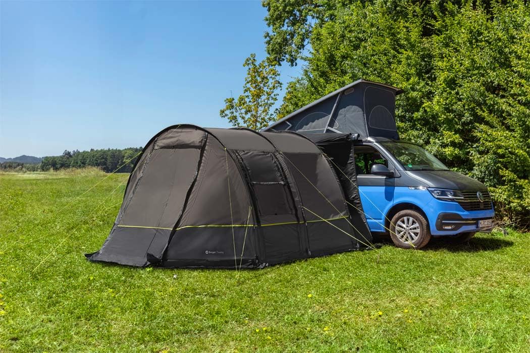 BERGER Busvorzelt Touring | Buszelt freistehend mit Sonnendach und Moskitogaze | Kompakt und wasserfest 3000 mm Wassersäule | Camping Autozelt mit Stehhöhe SUV Van Vorzelt